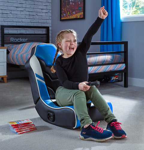 Shadow 2.0 Audio Floor Rocker Gaming Chair for Kids - Blue / Black