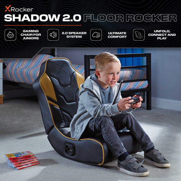 Shadow 2.0 Audio Floor Rocker Gaming Chair for Kids - Gold / Black
