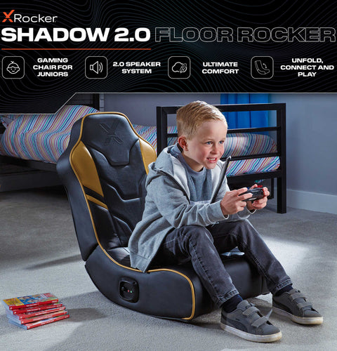 Shadow 2.0 Audio Floor Rocker Gaming Chair for Kids - Gold / Black