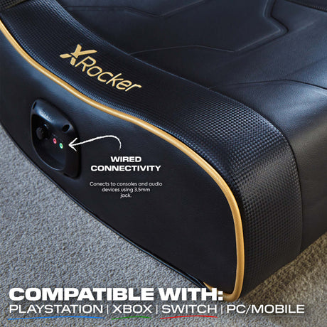 Shadow 2.0 Audio Floor Rocker Gaming Chair for Kids - Gold / Black
