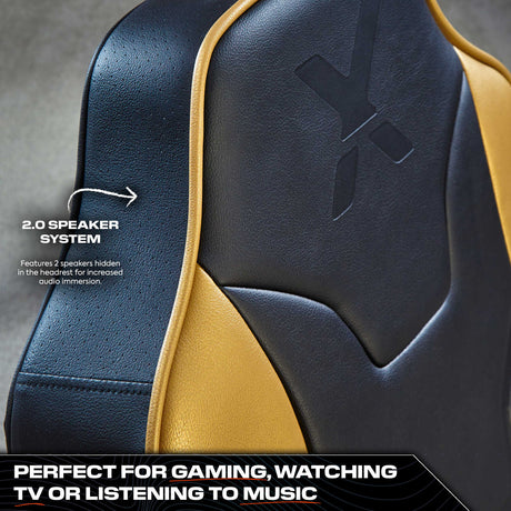 Shadow 2.0 Audio Floor Rocker Gaming Chair for Kids - Gold / Black