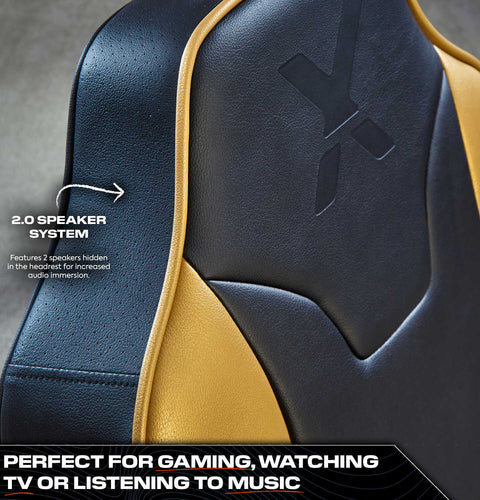 Shadow 2.0 Audio Floor Rocker Gaming Chair for Kids - Gold / Black
