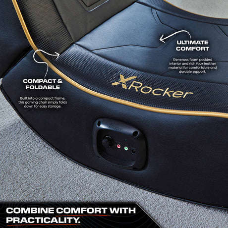 Shadow 2.0 Audio Floor Rocker Gaming Chair for Kids - Gold / Black