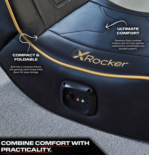 Shadow 2.0 Audio Floor Rocker Gaming Chair for Kids - Gold / Black