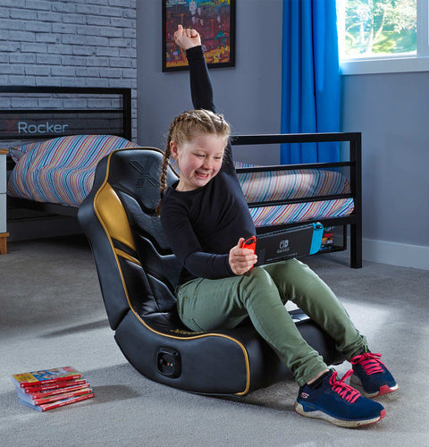 Shadow 2.0 Audio Floor Rocker Gaming Chair for Kids - Gold / Black