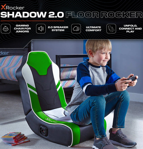 Shadow 2.0 Audio Floor Rocker Gaming Chair for Kids - Green / Black