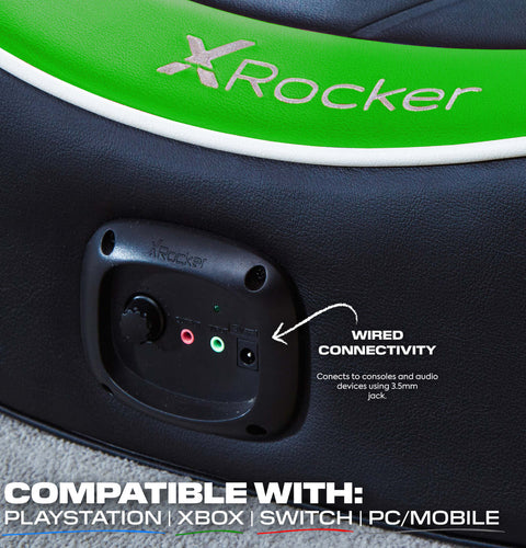 Shadow 2.0 Audio Floor Rocker Gaming Chair for Kids - Green / Black