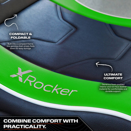 Shadow 2.0 Audio Floor Rocker Gaming Chair for Kids - Green / Black