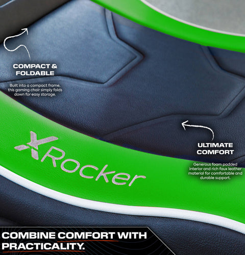 Shadow 2.0 Audio Floor Rocker Gaming Chair for Kids - Green / Black
