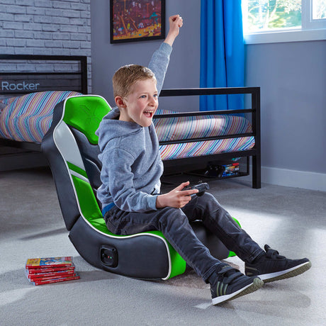 Shadow 2.0 Audio Floor Rocker Gaming Chair for Kids - Green / Black