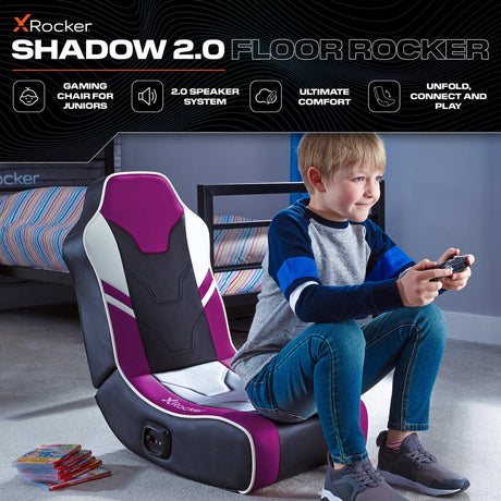 Shadow 2.0 Audio Floor Rocker Gaming Chair for Kids - Purple / Black