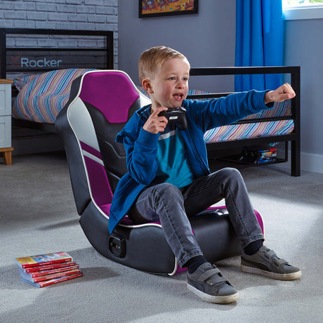 Shadow 2.0 Audio Floor Rocker Gaming Chair for Kids - Purple / Black
