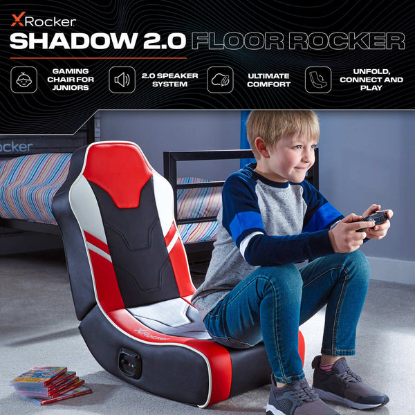 Shadow 2.0 Audio Floor Rocker Gaming Chair for Kids - Red / Black