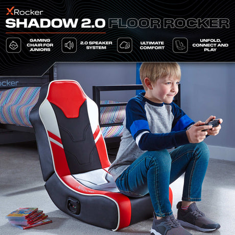 Shadow 2.0 Audio Floor Rocker Gaming Chair for Kids - Red / Black