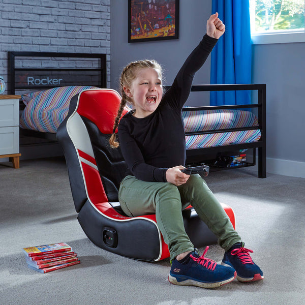 Shadow 2.0 Audio Floor Rocker Gaming Chair for Kids - Red / Black