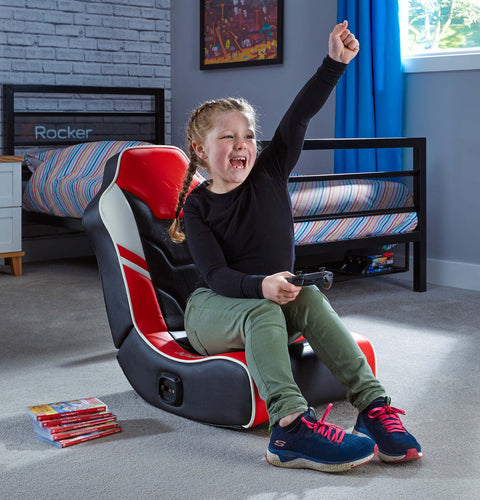 Shadow 2.0 Audio Floor Rocker Gaming Chair for Kids - Red / Black