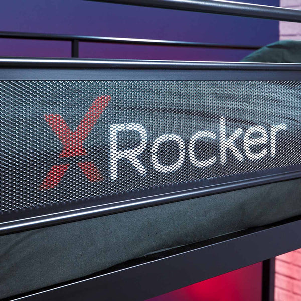 Stronghold Gaming Bunk Bed with Double Futon Cushion - Black