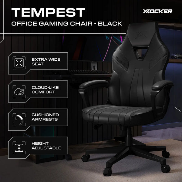 Tempest Ergonomic PC Office Gaming Chair - Black