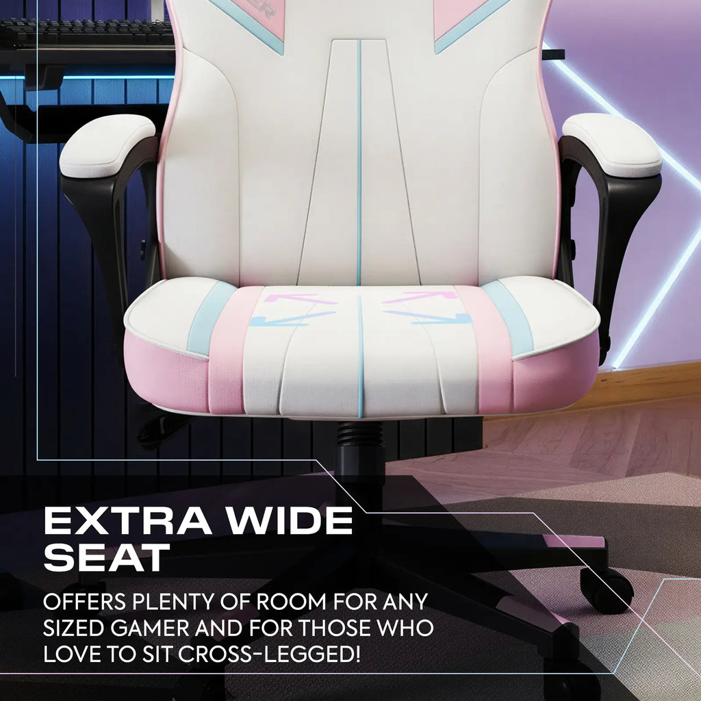Gaming chair with extra wide seat in a modern room setting