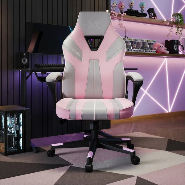 Tempest Ergonomic PC Office Gaming Chair - Grey / Pink