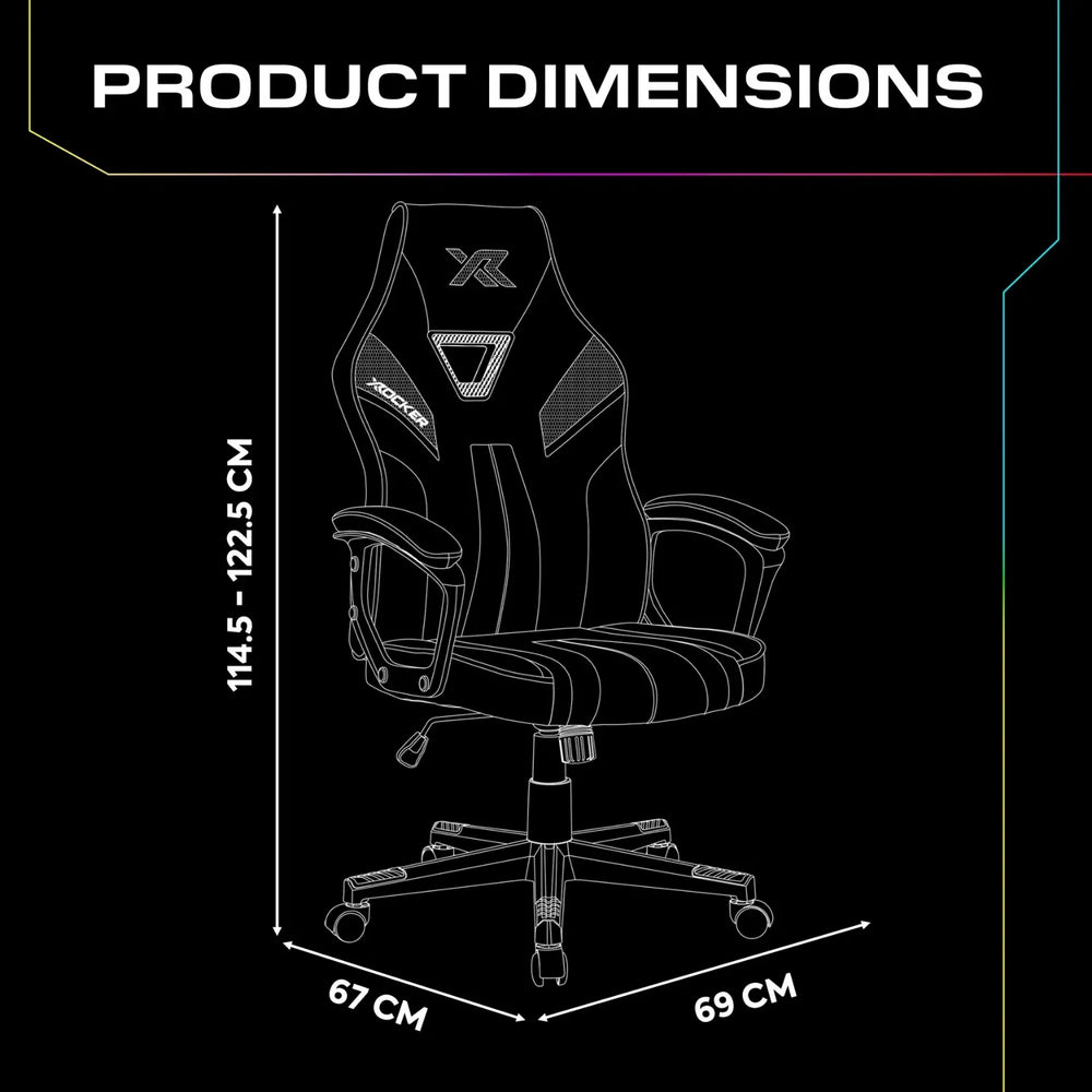 Tempest RGB Ergonomic PC Gaming Chair with LED Lighting - Black