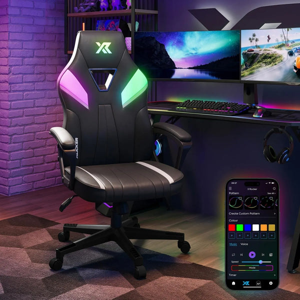 Tempest RGB Ergonomic PC Gaming Chair with LED Lights - Black