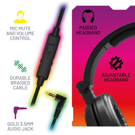 X Rocker C6-100LED Light Up RGB Gaming Headset for Consoles and PC