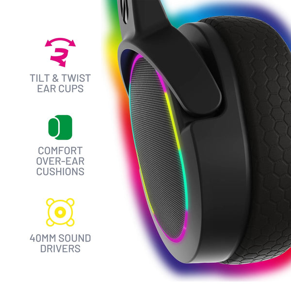 X Rocker Panther Premium Light Up RGB Gaming Headset for Consoles and PC