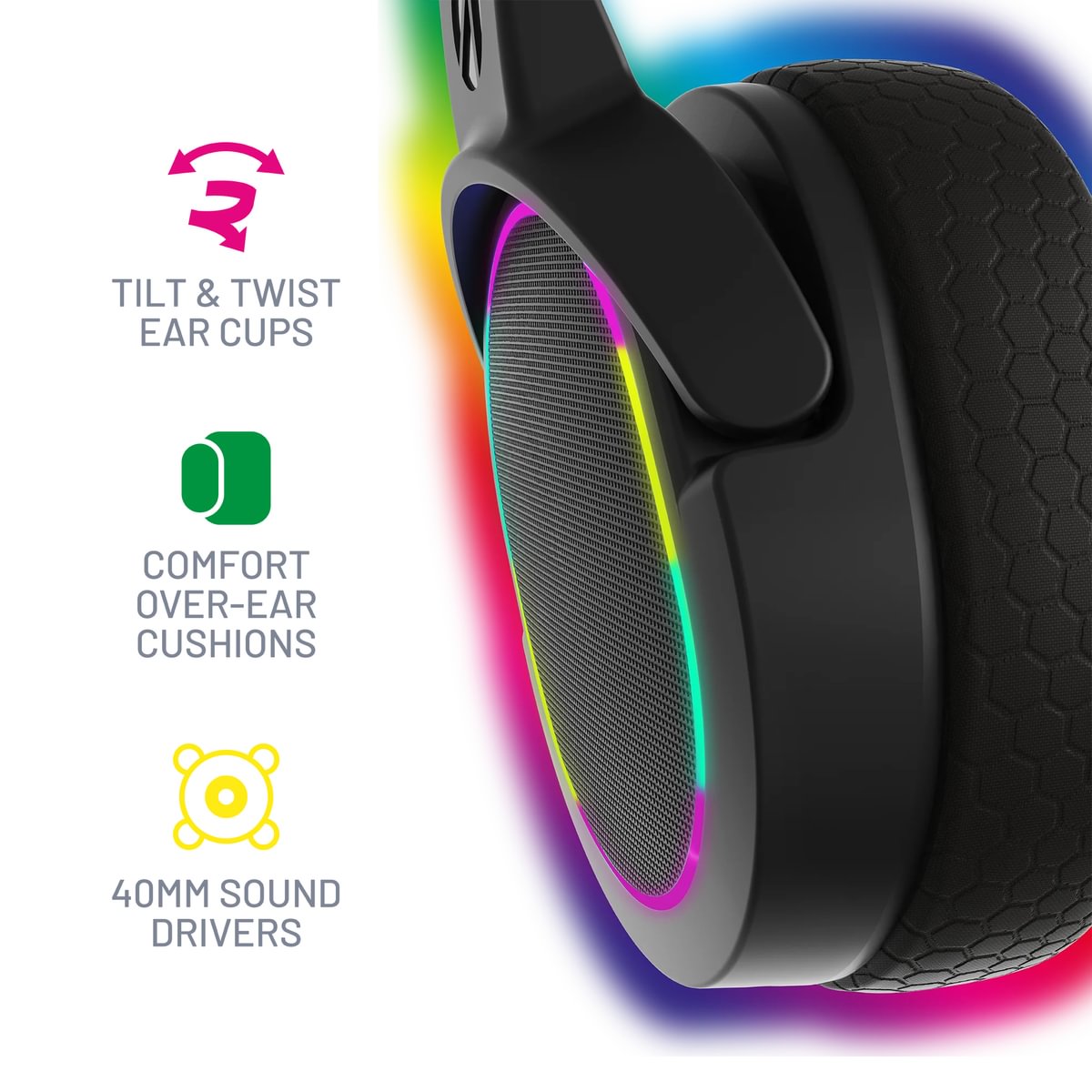 X Rocker Panther Premium Light Up RGB Gaming Headset for Consoles and PC