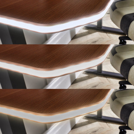 Oka Office Desk with LED Lights & Wireless Charging - Walnut Effect