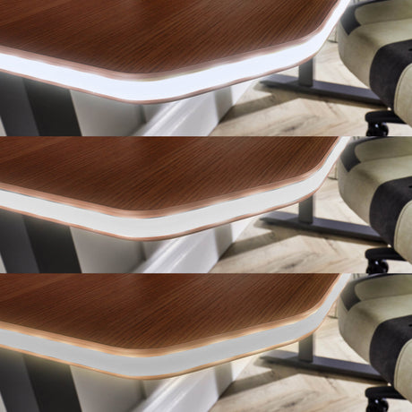 Oka LED Office Desk with Wireless Charging - Walnut Effect (2 Sizes)