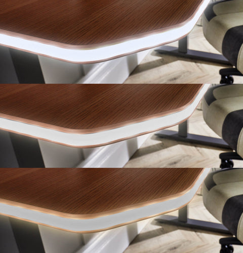 Oka LED Office Desk with Wireless Charging - Walnut Effect (2 Sizes)