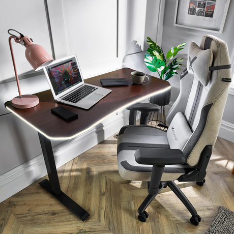 Oka LED Office Desk with Wireless Charging - Walnut Effect (2 Sizes)