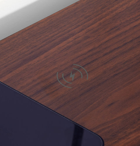 Oka LED Office Desk with Wireless Charging - Walnut Effect (2 Sizes)