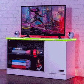 Carbon-Tek LED TV Media Unit - White RGB