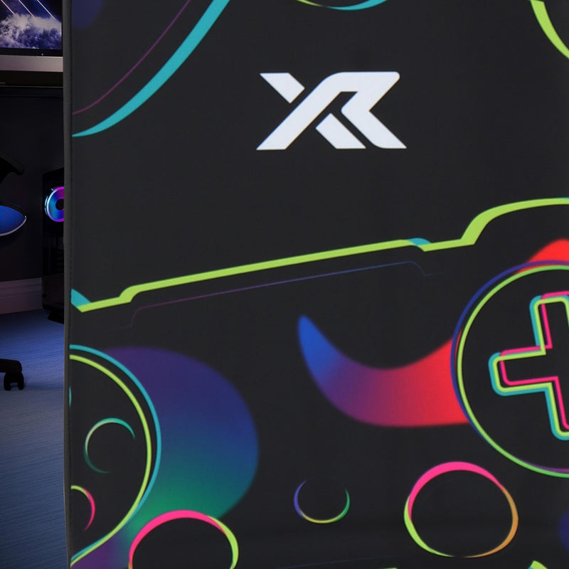Gaming monitor with colorful design and 'XR' logo