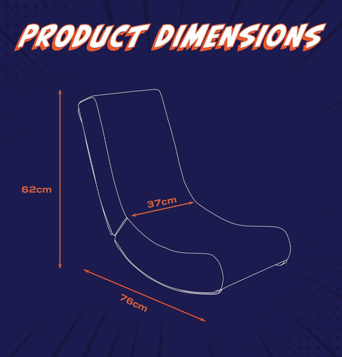 Outline of a chair with dimensions labeled on a dark blue background