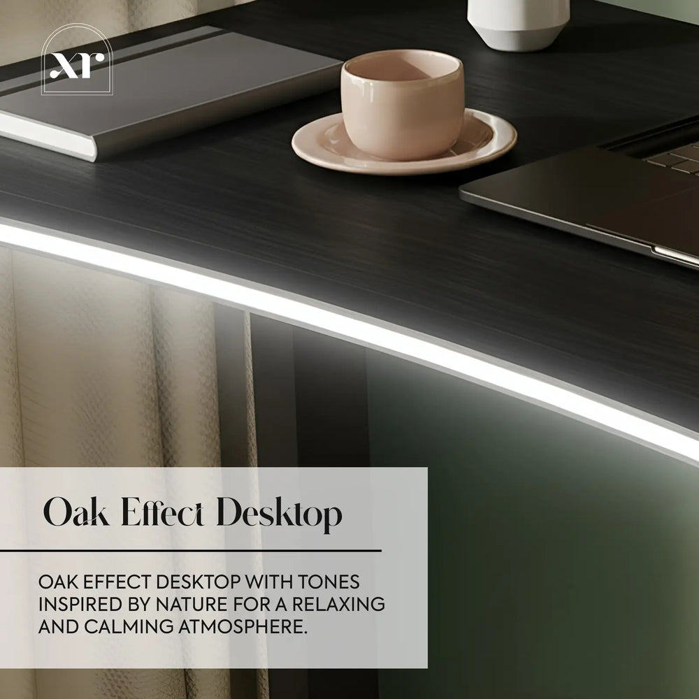 Oka LED Office Desk with Wireless Charging - Black Ash RGB (2 Sizes)