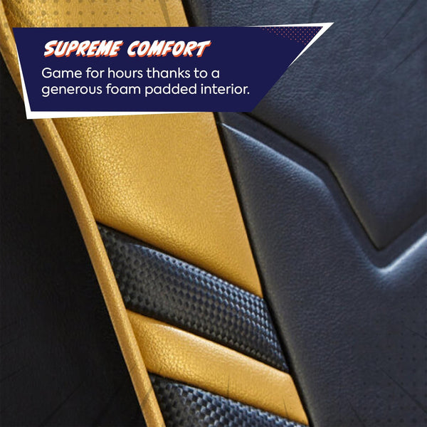 Close-up of a car seat with 'Supreme Comfort' text overlay