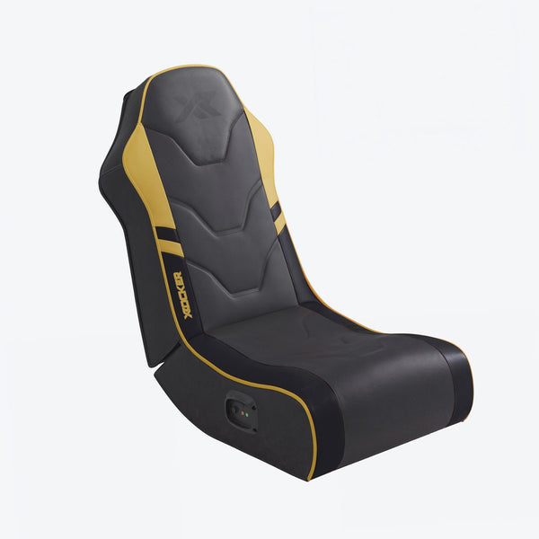 Black and yellow gaming chair on a white background