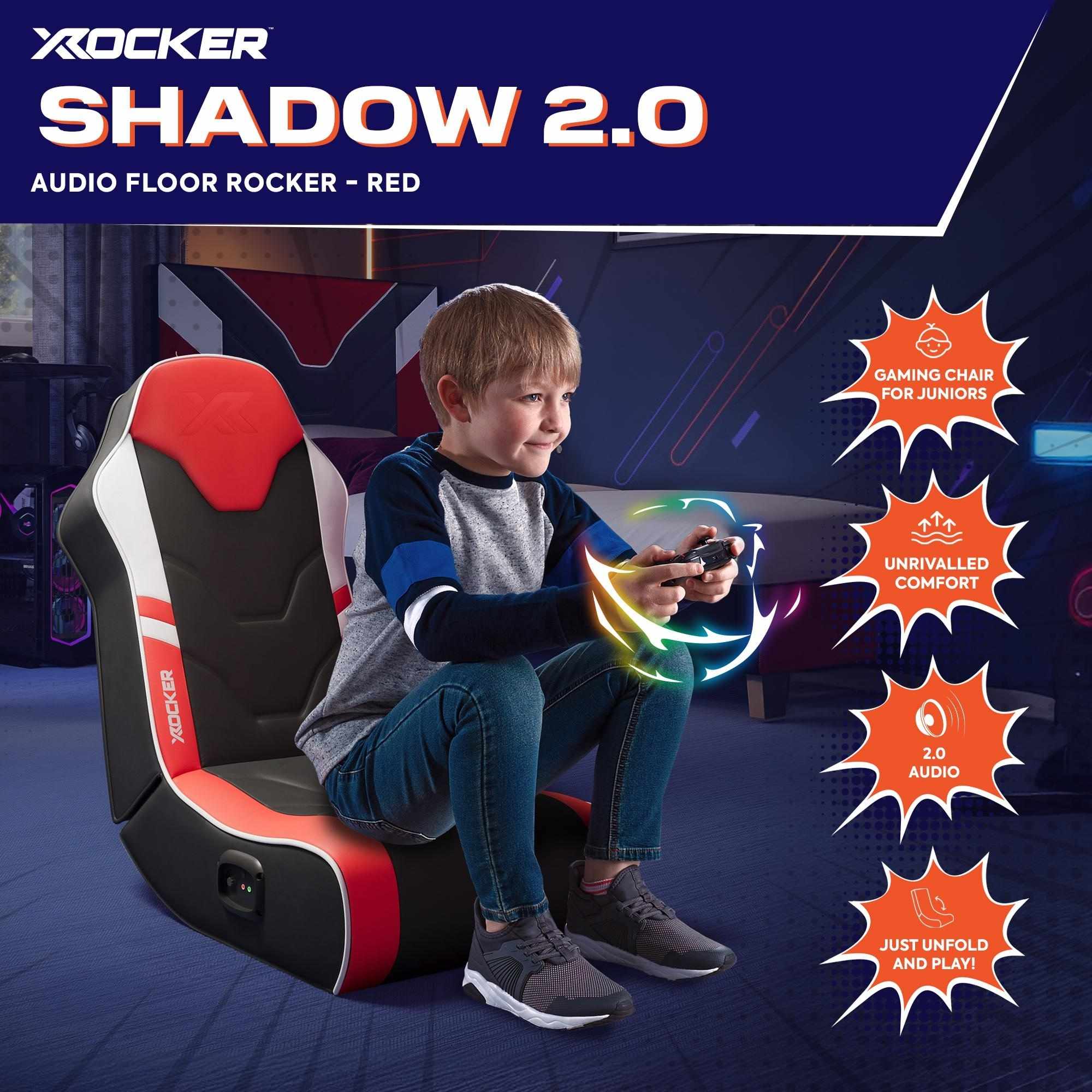 X Rocker Shadow Gaming Chair with a child sat in the seat