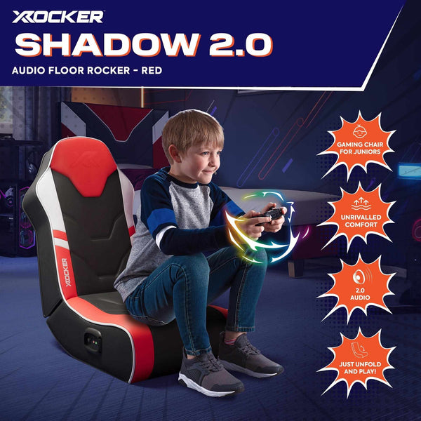 X Rocker Shadow Gaming Chair with a child sat in the seat