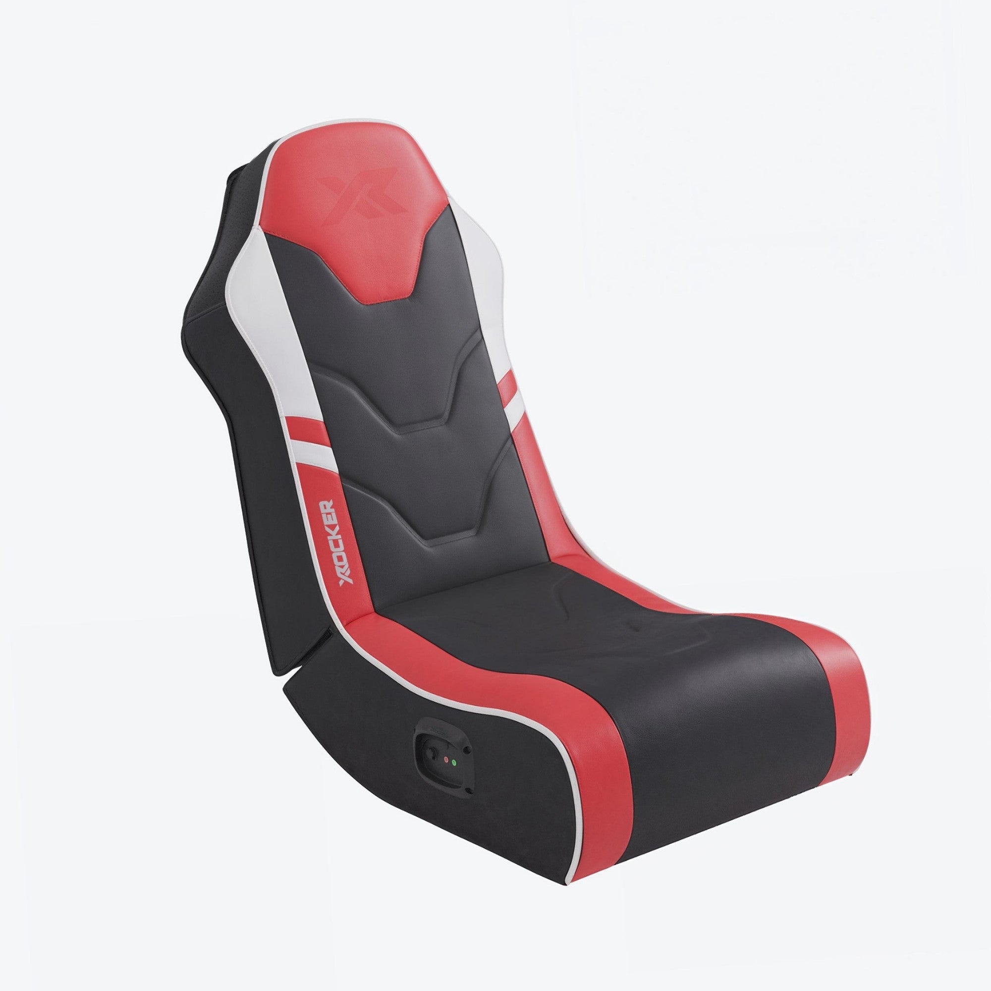 Black and red gaming chair on a white background