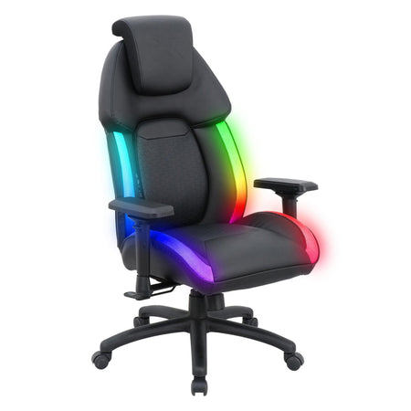Gaming chair with RGB lighting on a white background
