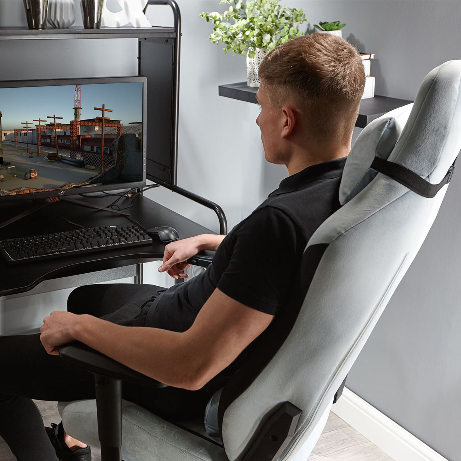 Messina Ergonomic PC Office Gaming Chair - Fabric Silver