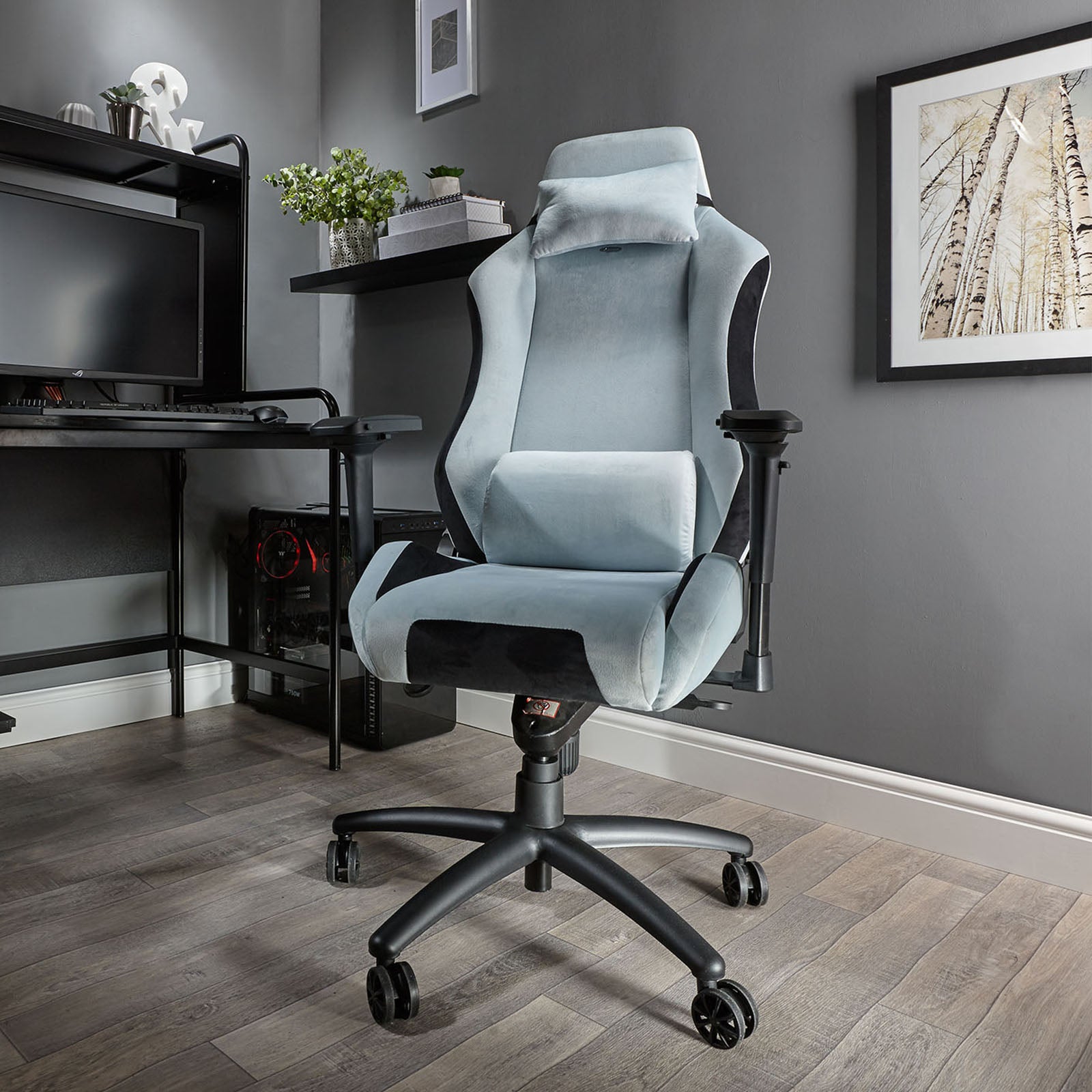 Messina Ergonomic PC Office Gaming Chair - Fabric Silver