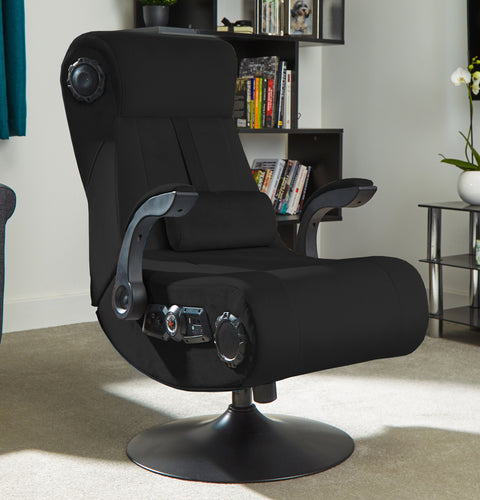 Deluxe 4.1 Audio Fabric Console Gaming Chair - Black