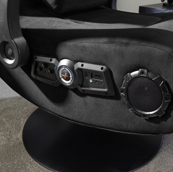 Deluxe 4.1 Audio Fabric Console Gaming Chair - Black