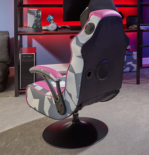 Geo Camo 2.1 Audio Gaming Chair with Vibration - Pink