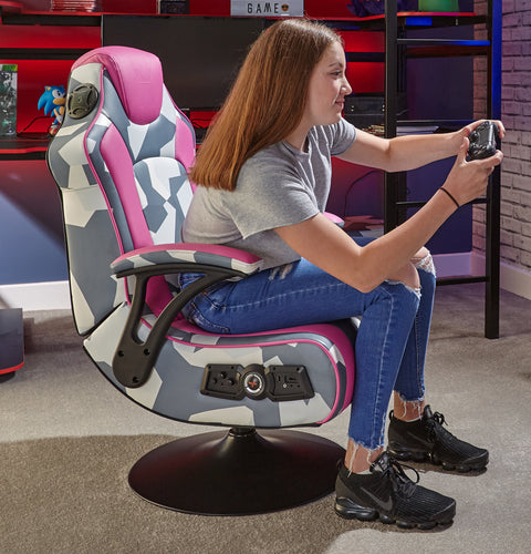 Geo Camo 2.1 Audio Gaming Chair with Vibration - Pink